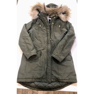 American Eagle Outfitters Hunter Green with Faux Fur Winter Coat | sz M